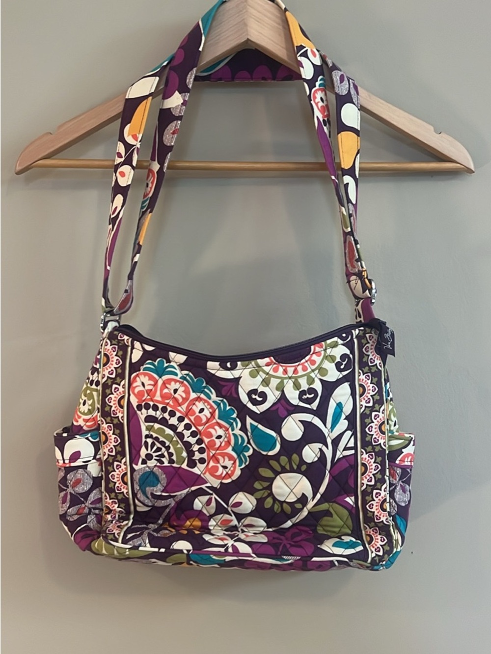Vera Bradley Plum Crazy Quilted Shoulder Crossbody Bag